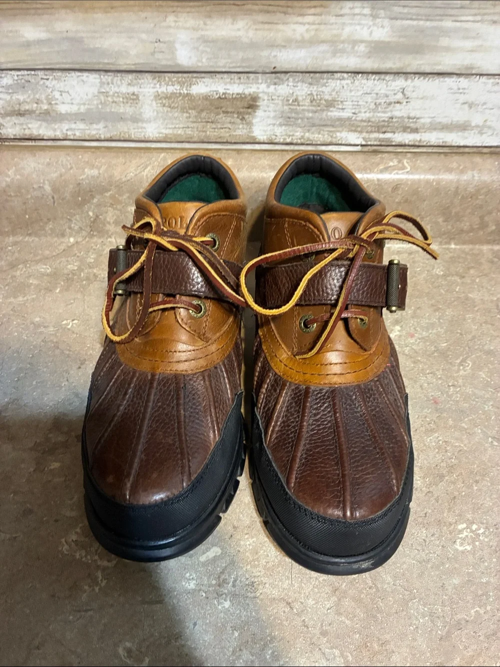 Polo by Ralph Lauren Dover 3 8D 8 D Brown & Tan Leather Duck Boots Hiking Boots